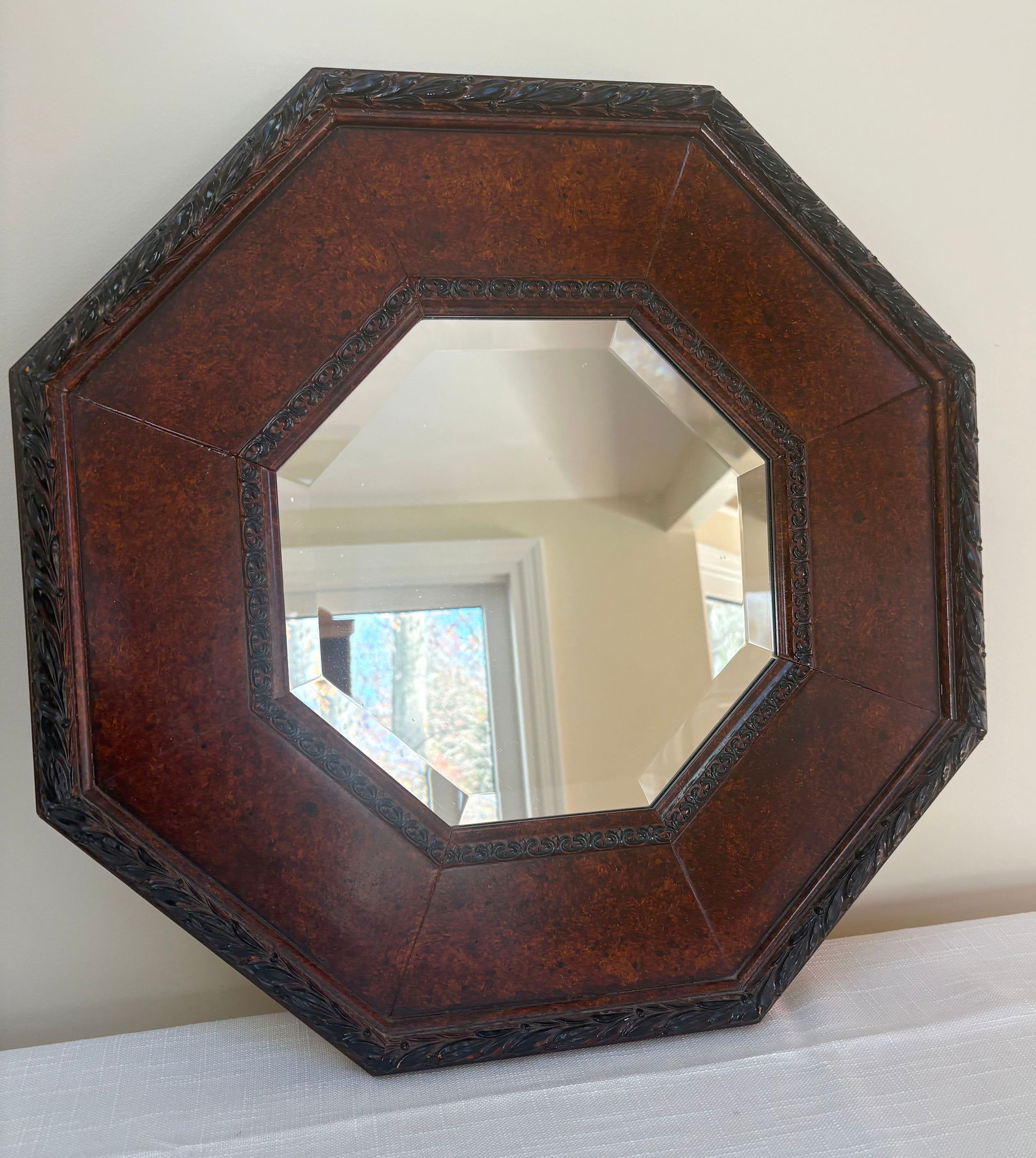 Wood Framed Octagon Mirror (1 of 3)