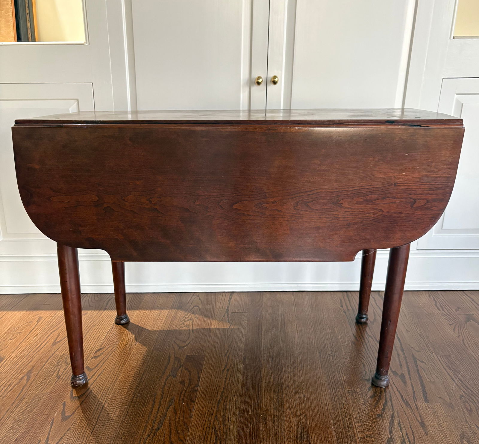 Drop Leaf Wood Table: Great side table or accent table that can open up to a small kitchen table. Closed 18x39 Open 39x41