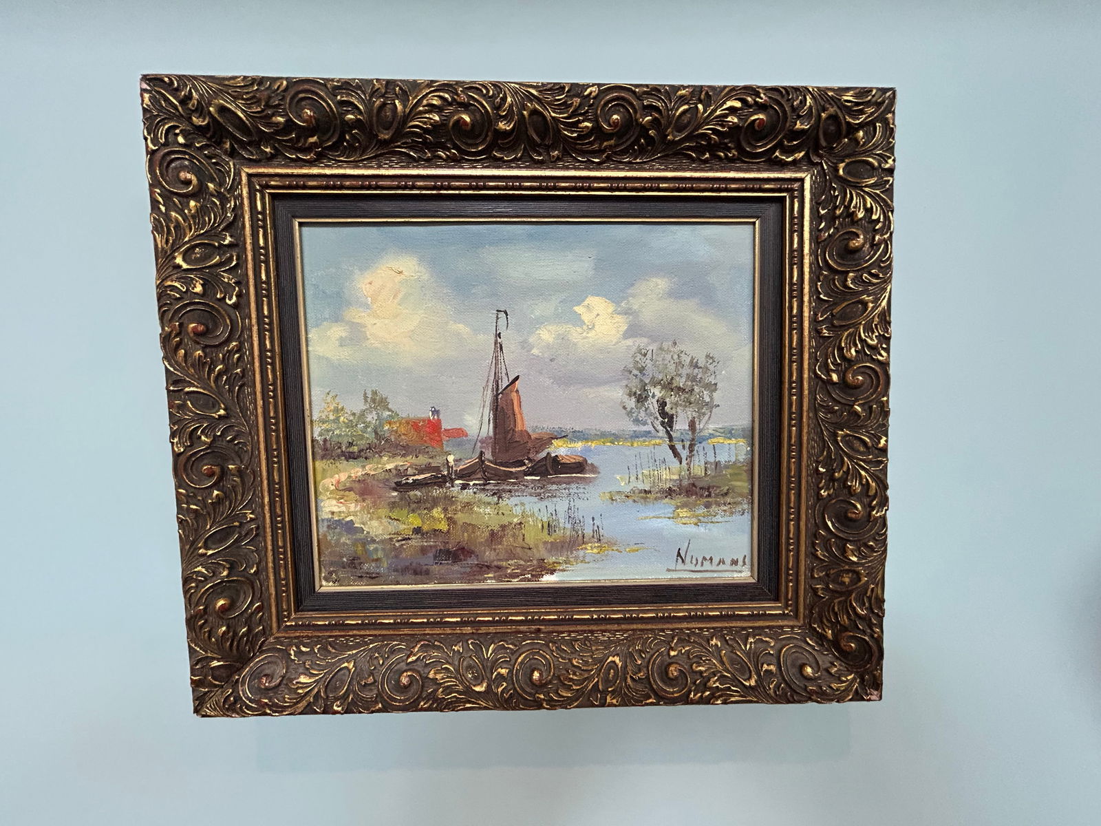 Vintage oil on canvas painting by the artist Arthur Numans (1 of 5)