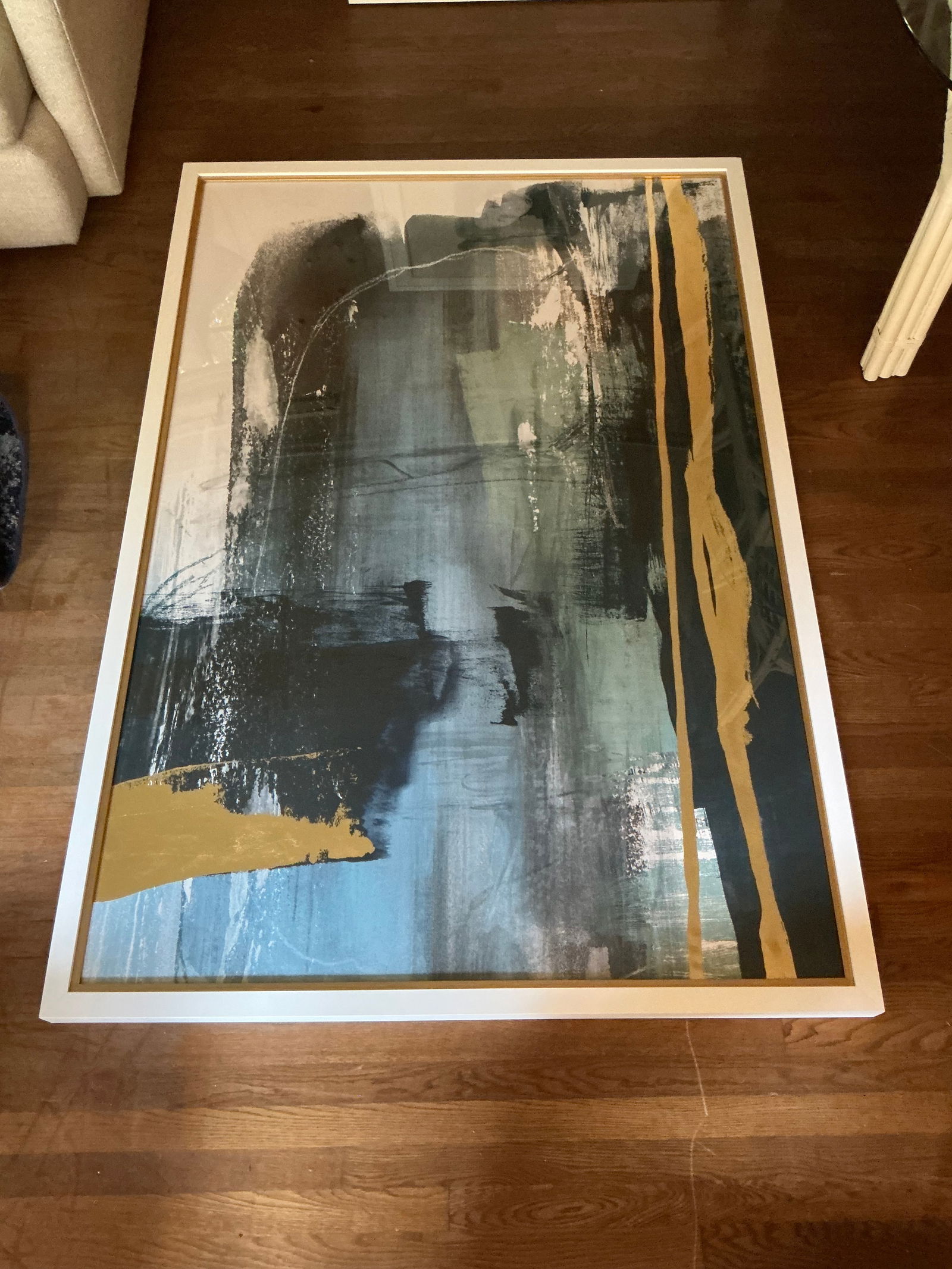 Large Abstract Art: "Into the rain" by Mari Urasawa - this is a Giccle with an image brush gel finish which brings a realistic painted look. 51 x 74