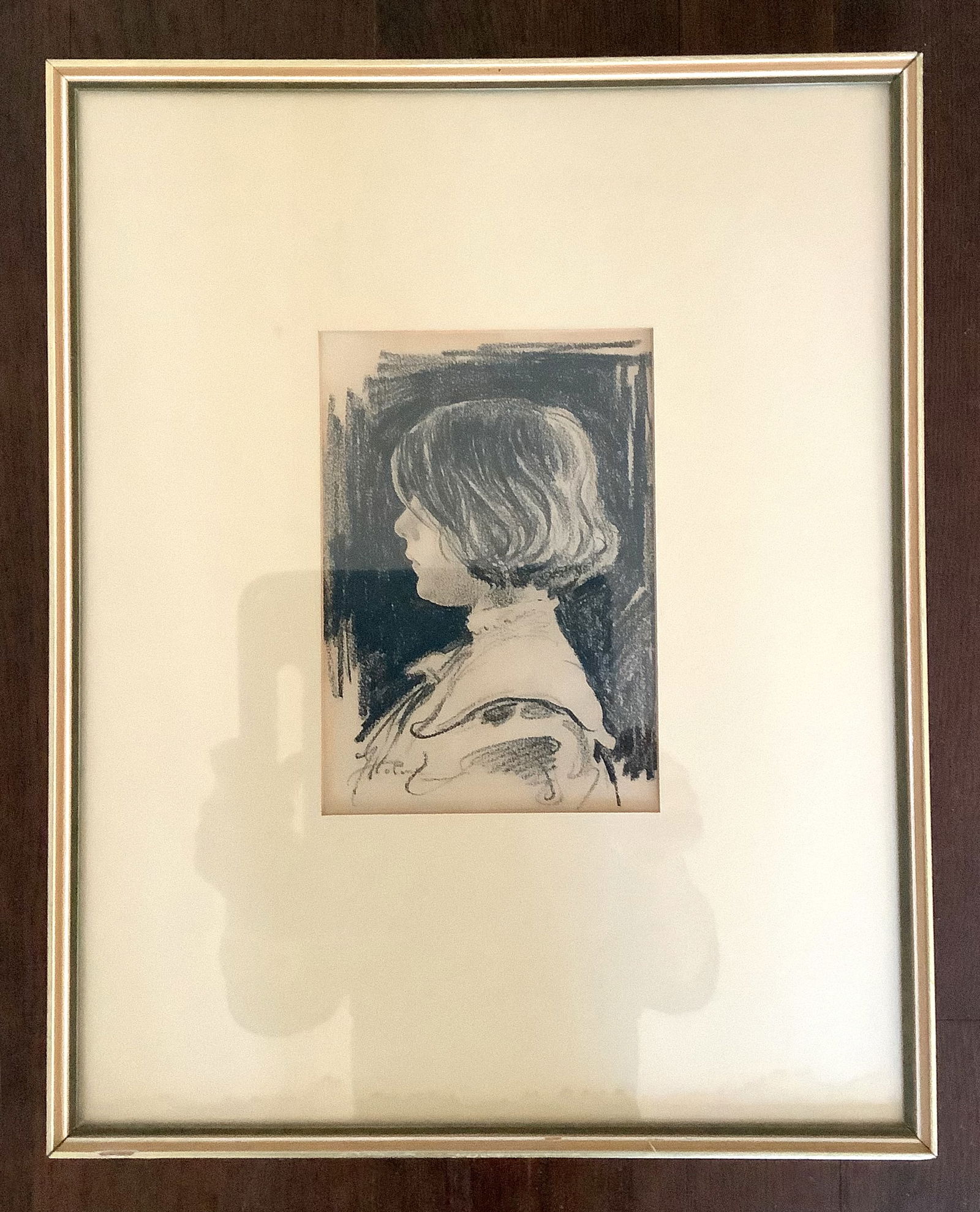 Sketch of Young Girl - Signed and Framed: 12.5x15.5