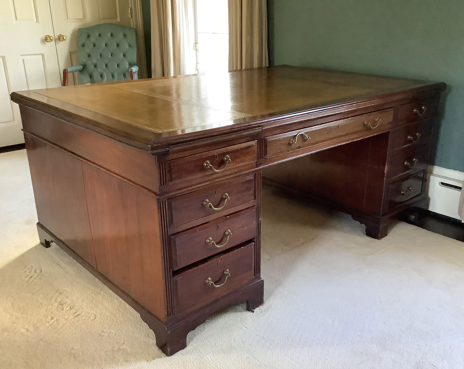 MahoganyPartners Desk: Walnut partners desk ver large and gorgeous. 72x47x31