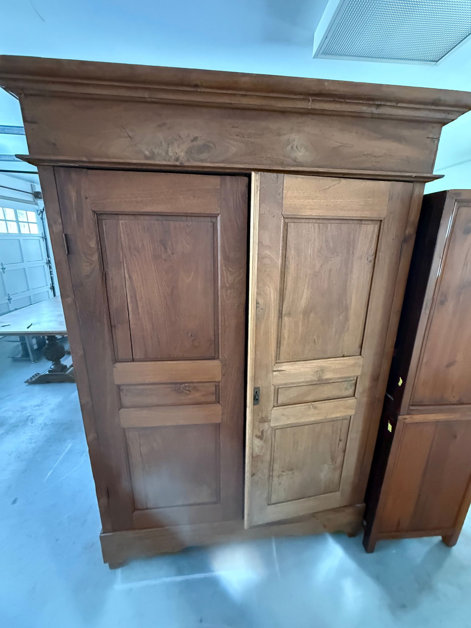 French Louis Philippe Armoire: This is a large 19th century French Louis Philippe walnut armoire or wardrobe. 63.5 x 25 x 88
