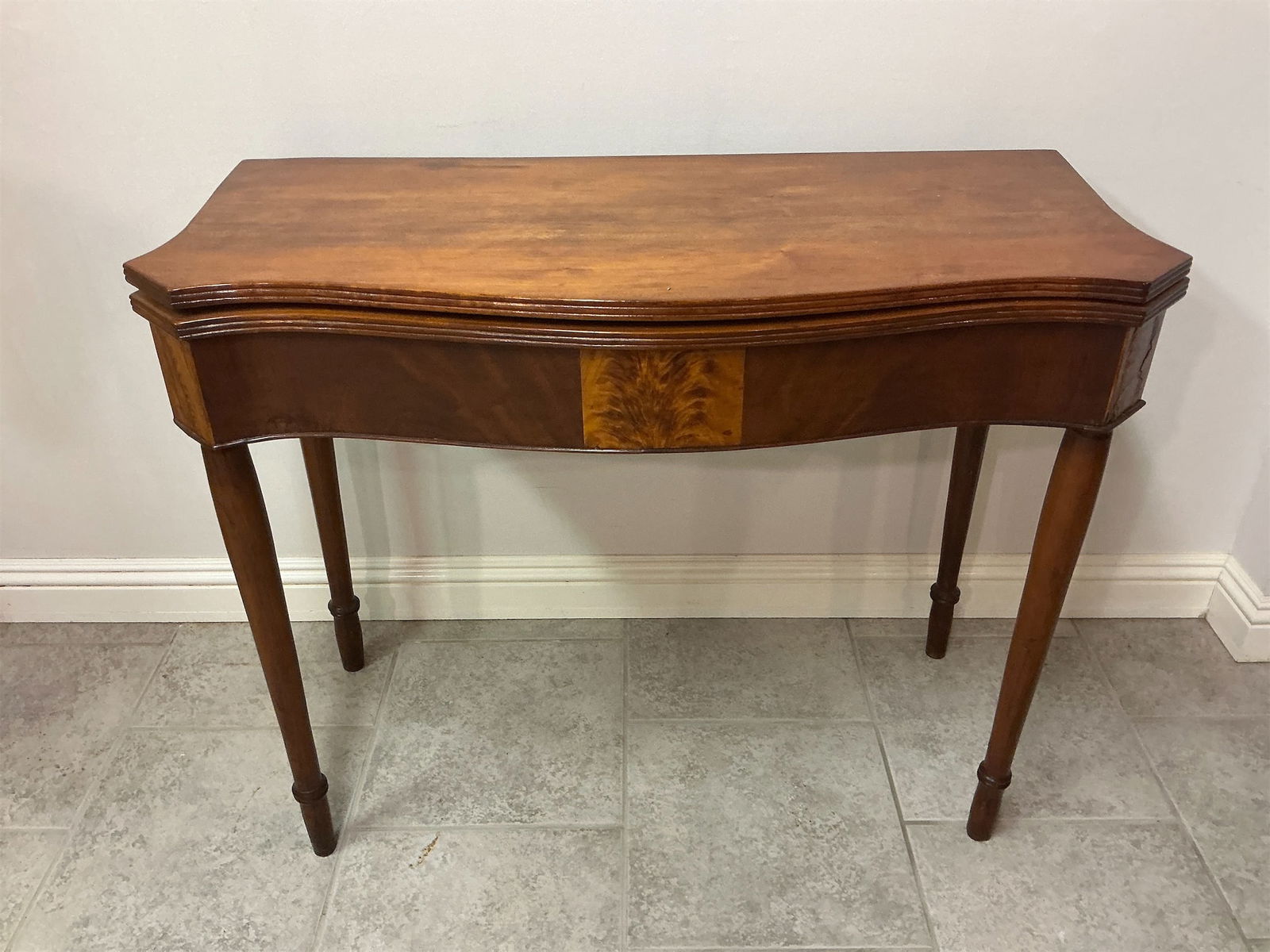 Antique flame oak drop leaf card table (1 of 8)