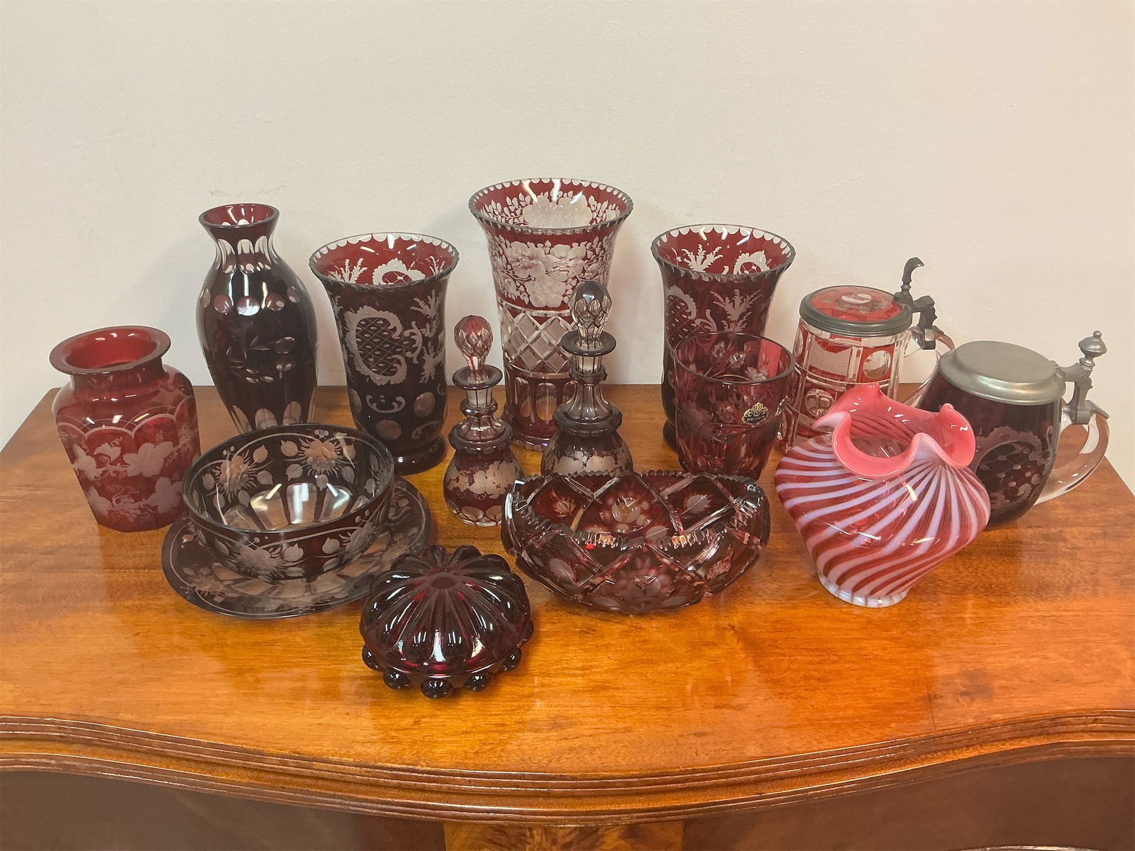 Antique Cranberry Glass Collection - 15 pieces (1 of 12)