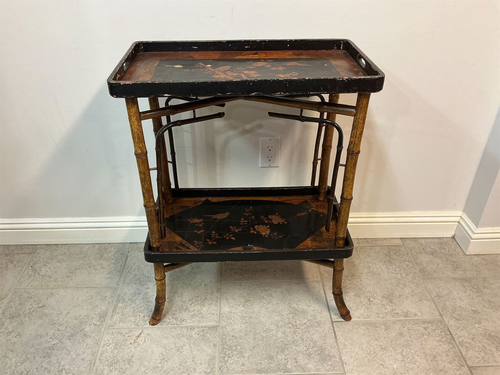 Antique English Bamboo Lacquered Side Table (1 of 10)