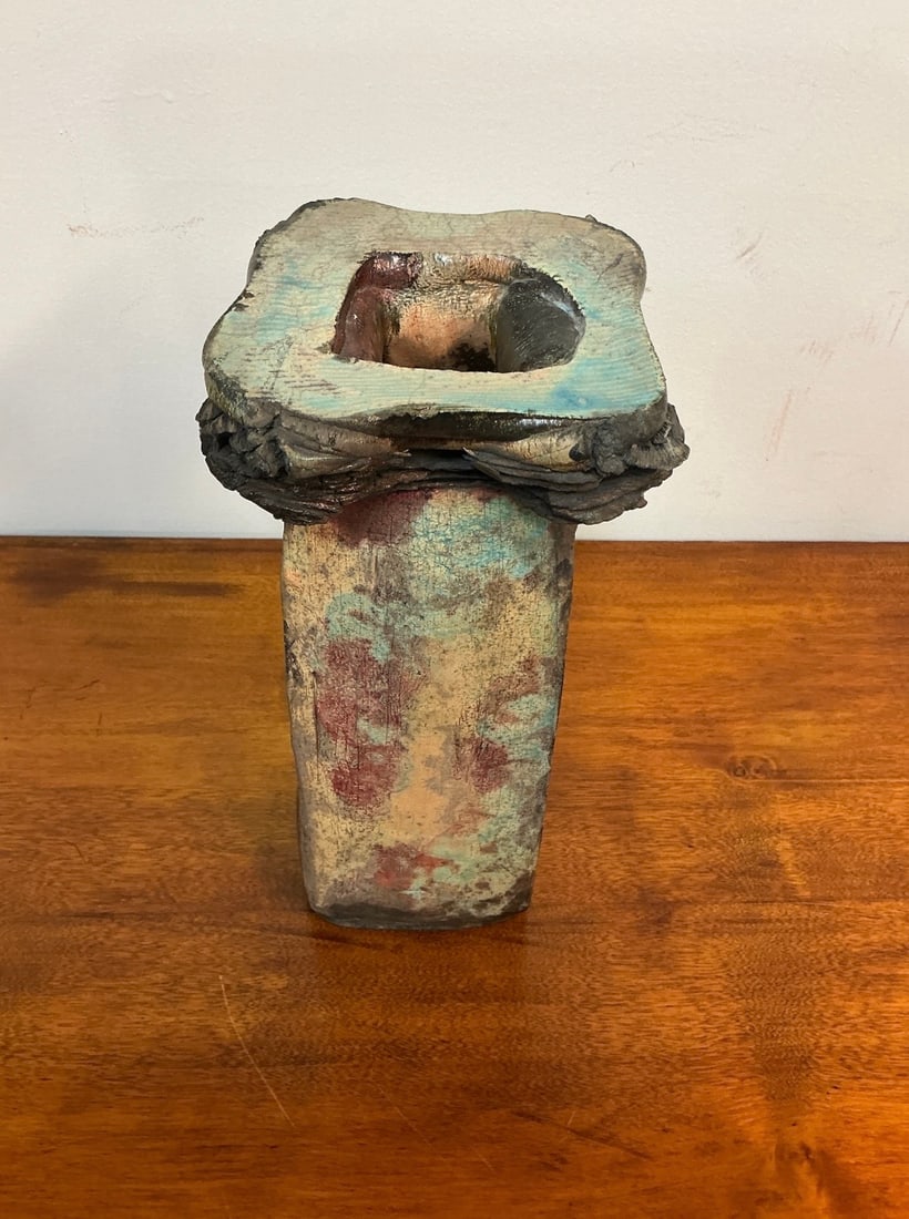 Signed Studio Art Pottery Ceramic Candle Holder - 2