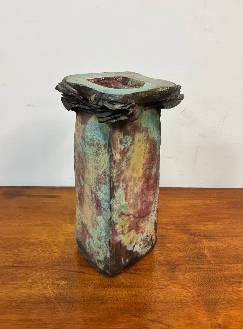 Signed Studio Art Pottery Ceramic Candle Holder - 3