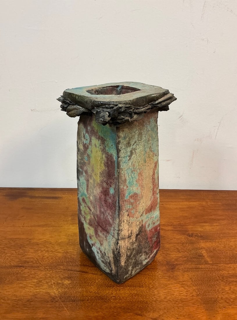 Signed Studio Art Pottery Ceramic Candle Holder - 4