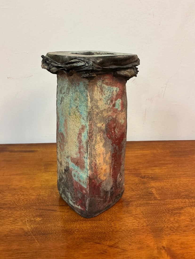 Signed Studio Art Pottery Ceramic Candle Holder - 5