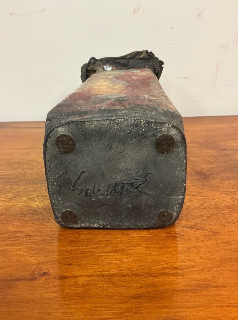 Signed Studio Art Pottery Ceramic Candle Holder - 7