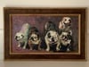 Framed oil on canvas English Bulldogs signed"91" Klebanow: This exquisite framed oil on canvas artwork captures the charm of English Bulldogs in a delightful arrangement. The vibrant use of color and expressive brushstrokes bring the subjects to life,