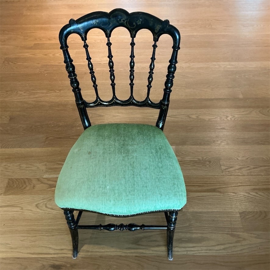 Antique French Napoleon III style side chair w/ chinoiserie details (1 of 6)