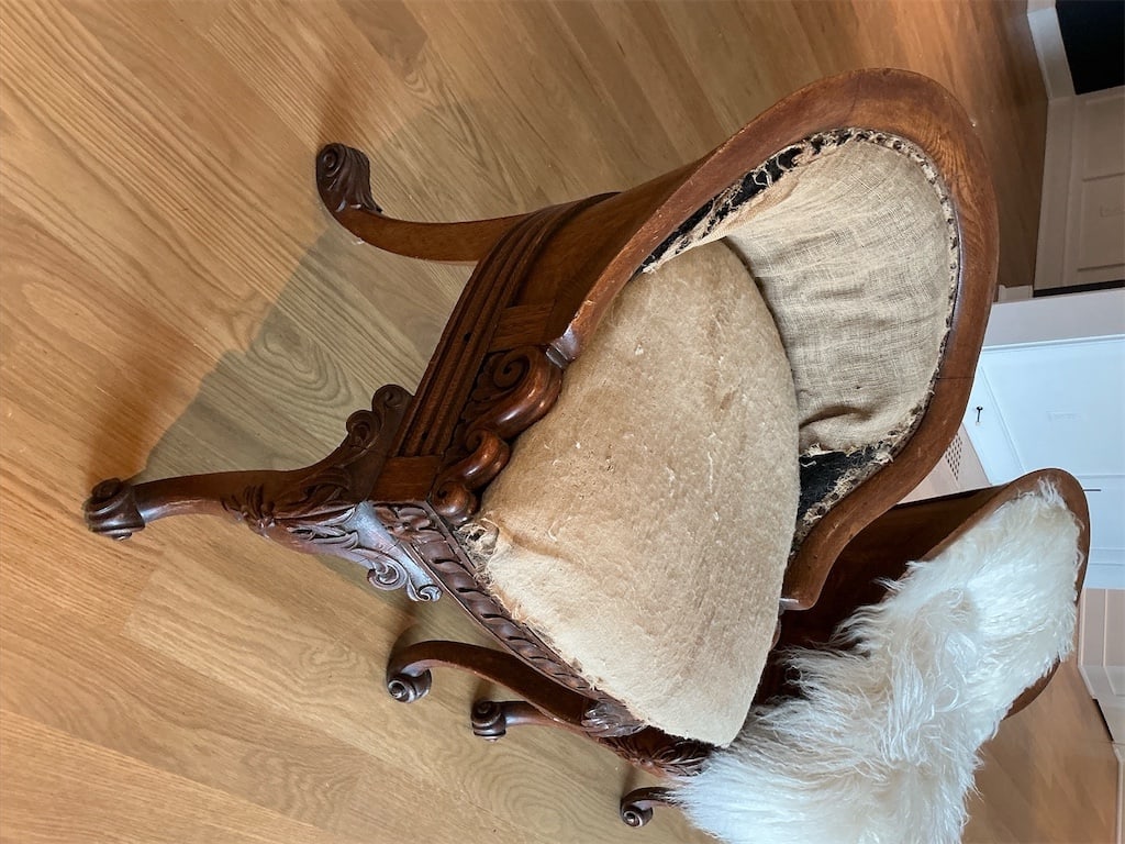 pair of Antique carved oak French Boudoir chairs (1 of 7)