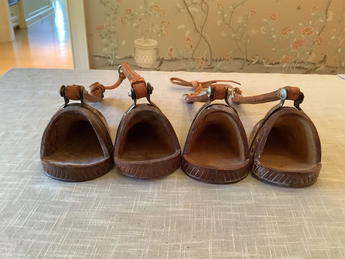 Antique Chilean Carved Tapaderos Stirrups (1 of 5)