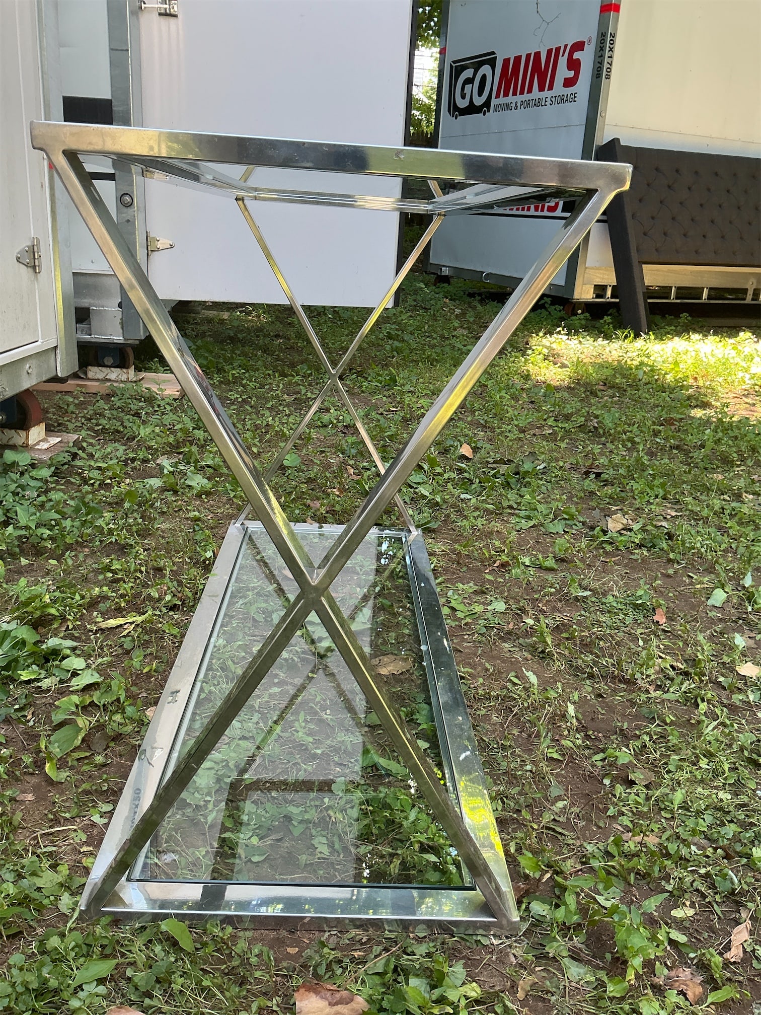Glass & chrome Console Table - 4