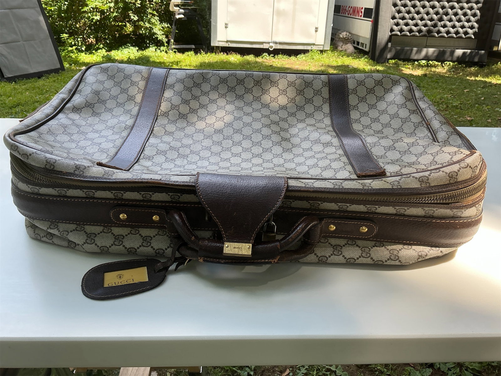Gucci style Luggage: Experience luxury travel with this exquisite Gucci style luggage. Featuring the iconic interlocking G pattern, this luggage piece seamlessly blends functionality with high fashion. The exterior
