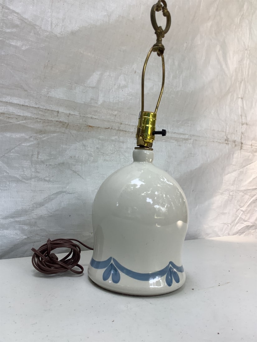 Ceramic White and Blue Leaf Pattern Lamp - 2