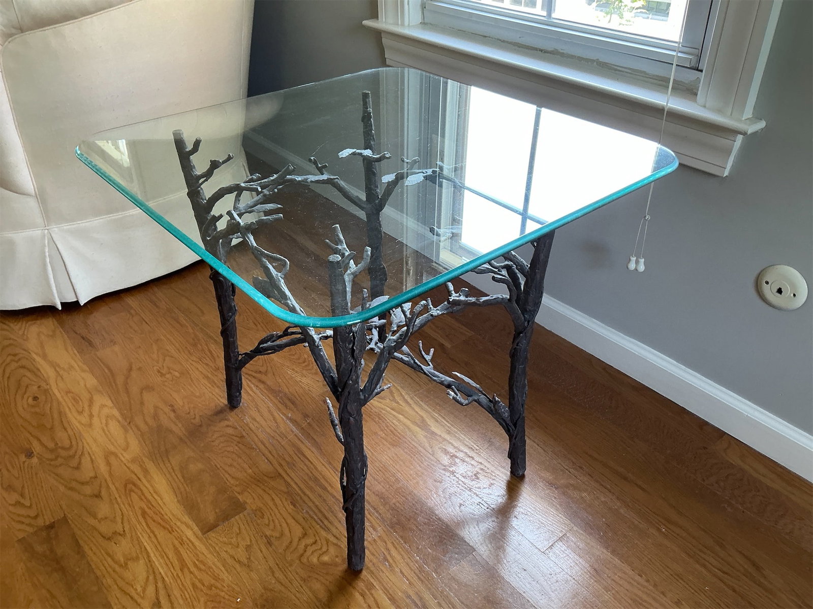 Faux Bois Giacometti-Style End/Accent Table: This unique Faux Bois Giacometti-Style End/Accent Table features an eye-catching design that mimics the appearance of tree branches, bringing a touch of nature indoors. The intricately crafted base