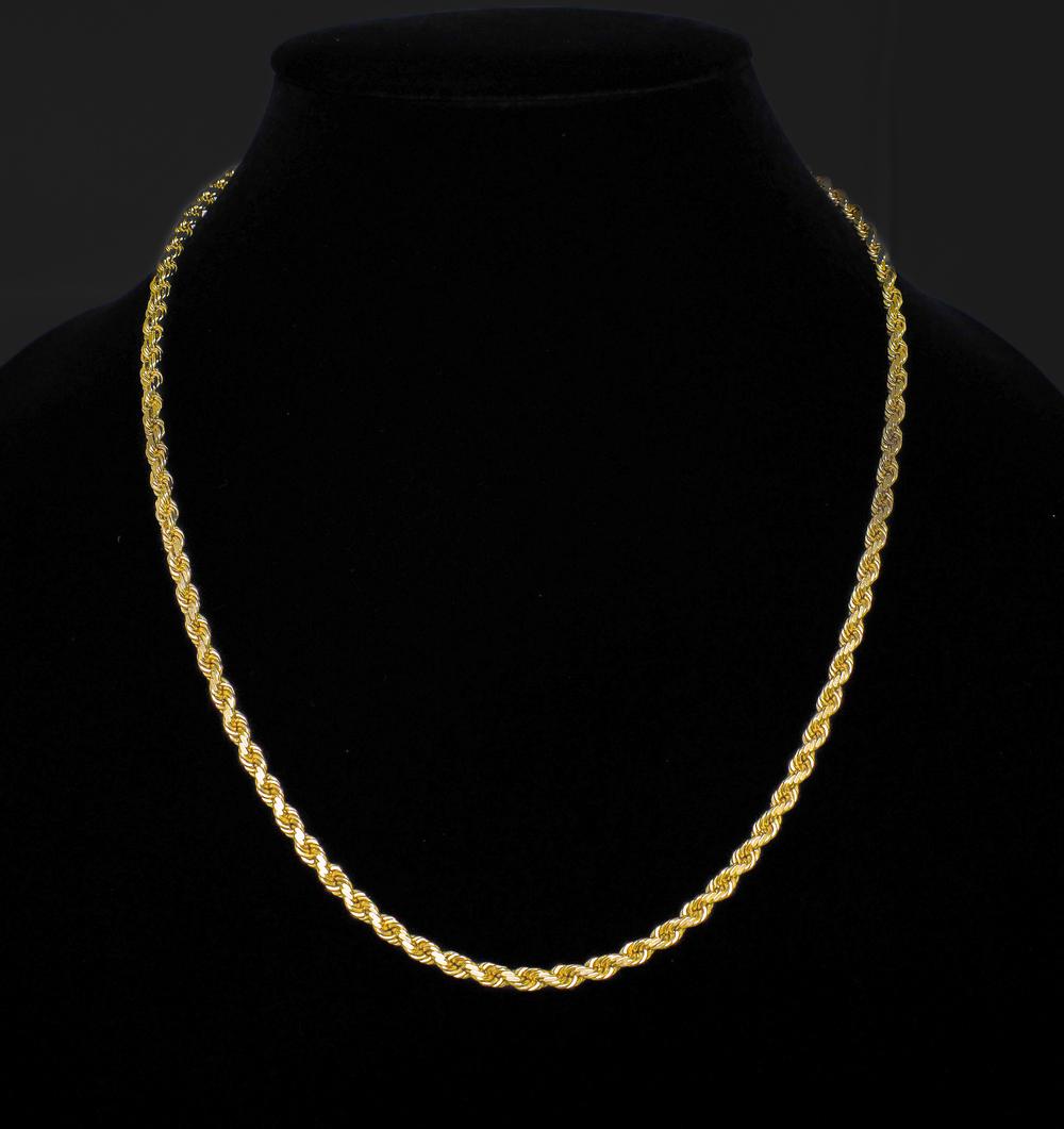 14K SOLID YELLOW GOLD ROPE CHAIN NECKLACE (1 of 2)