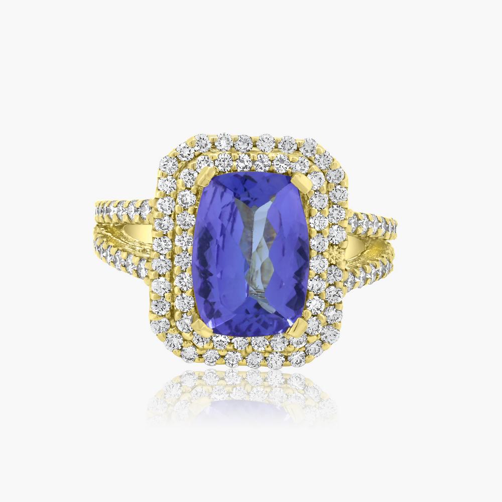14K YELLOW GOLD 7.00CT TANZANITE 2.00CT DIAMOND RING (1 of 3)