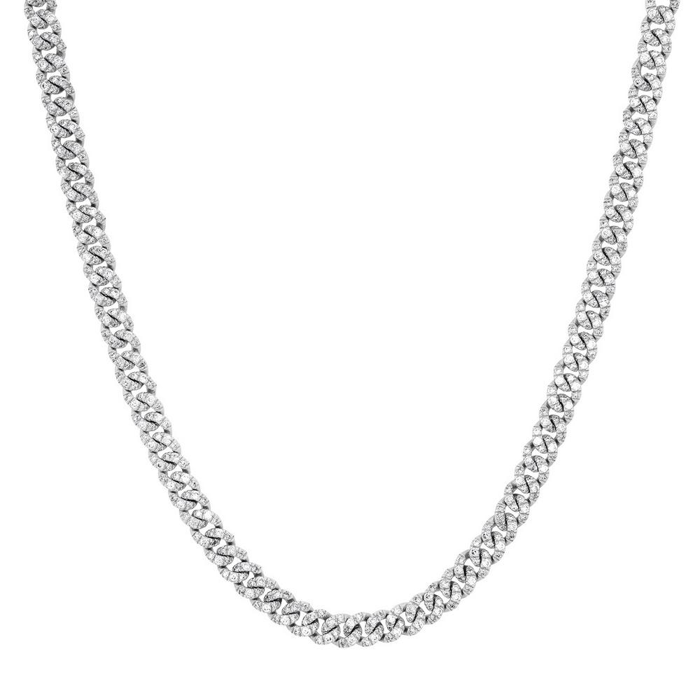 14K SOLID WHITE GOLD 13.00CT DIAMOND NECKLACE (1 of 3)