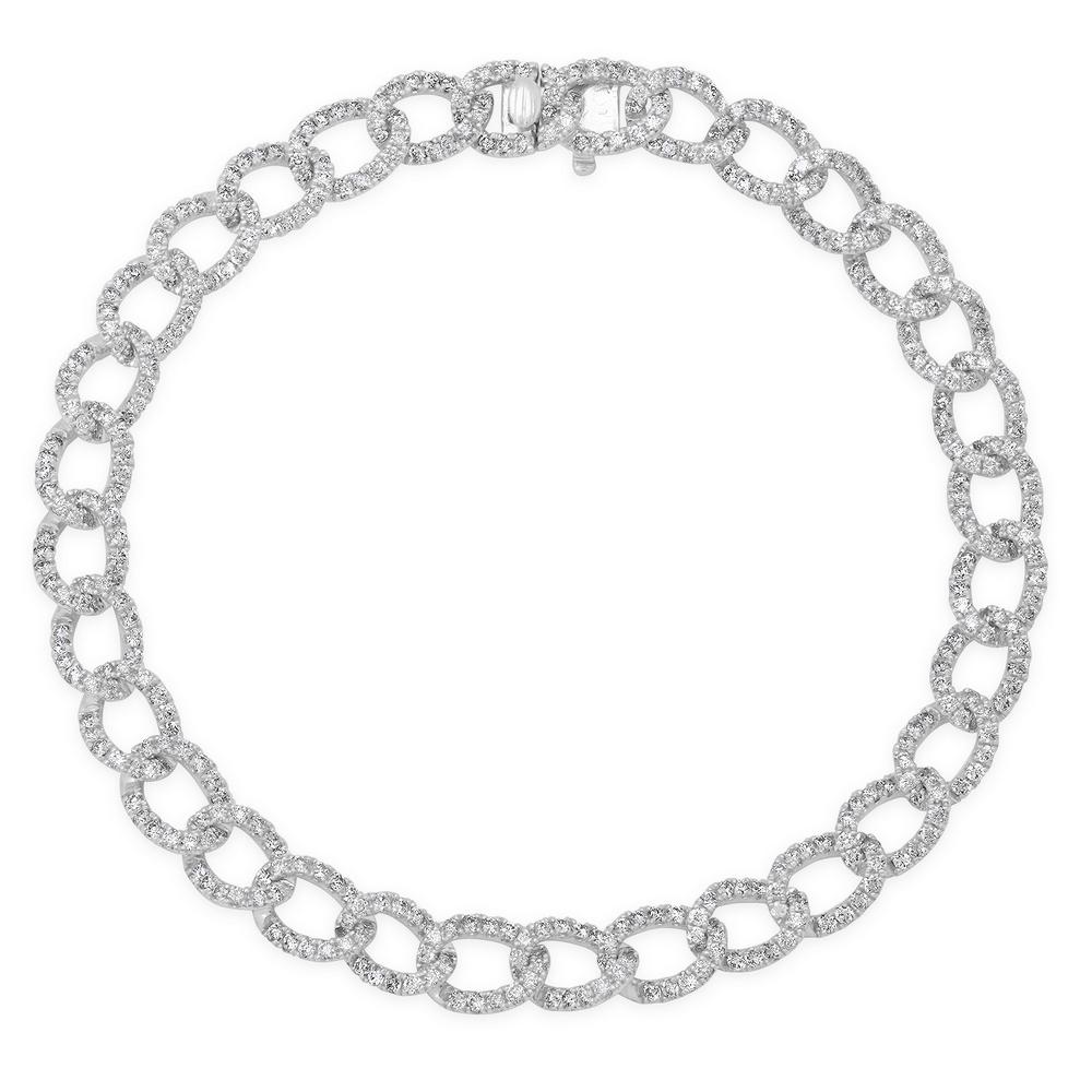 14K WHITE SOLID GOLD 2.56CT DIAMOND CUBAN LINK BRACELET (1 of 1)