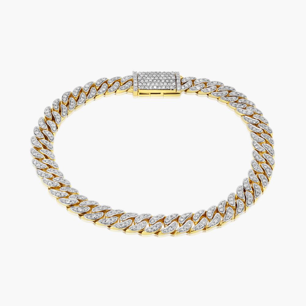 14K YELLOW GOLD 6.5CT DIAMOND CUBAN LINK BRACELET (1 of 2)