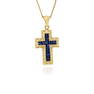 14K YELLOW GOLD 1.00CT SAPPHIRE 0.50CT DIAMOND CROSS