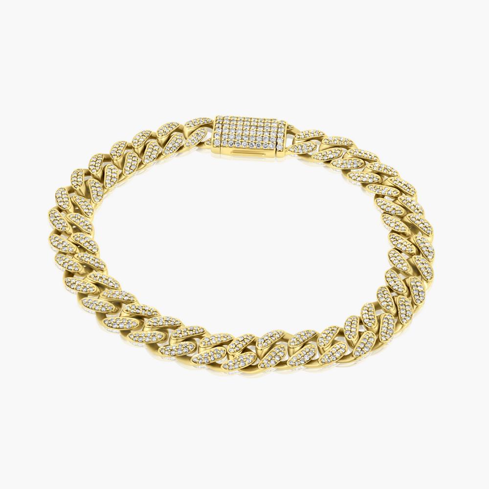 14K YELLOW GOLD 4.00CT DIAMOND CUBAN LINK BRACELET: Retail Price: $46,000.00 / Metal: 14K Solid Yellow Gold/ Manufactured: USA/ Main Stone: Diamond / Carat Weight: 4.00CT/ Treatment: None/ Color: White/ Shape: Round/ Clarity: SI1 / Color Grade: H/Condi
