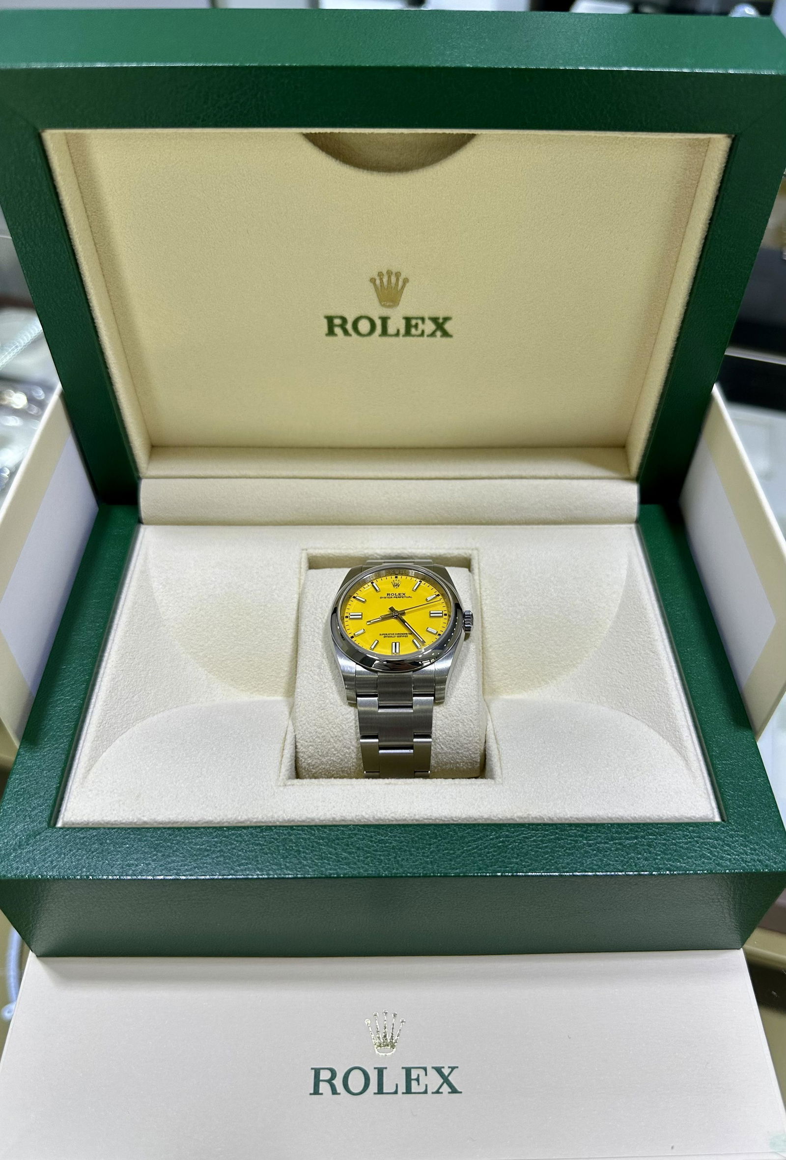AUTHENTIC ROLEX 36MM OYSTER PERPETUAL WITH YELLOW AFTERMARKET DIAL (1 of 3)