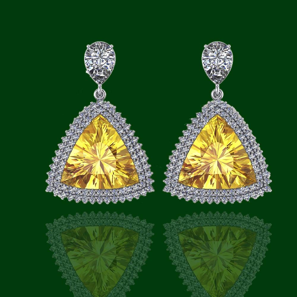 14K WHITE GOLD 7.00CT CITRINE 2.00CT DIAMOND EARRINGS (1 of 3)