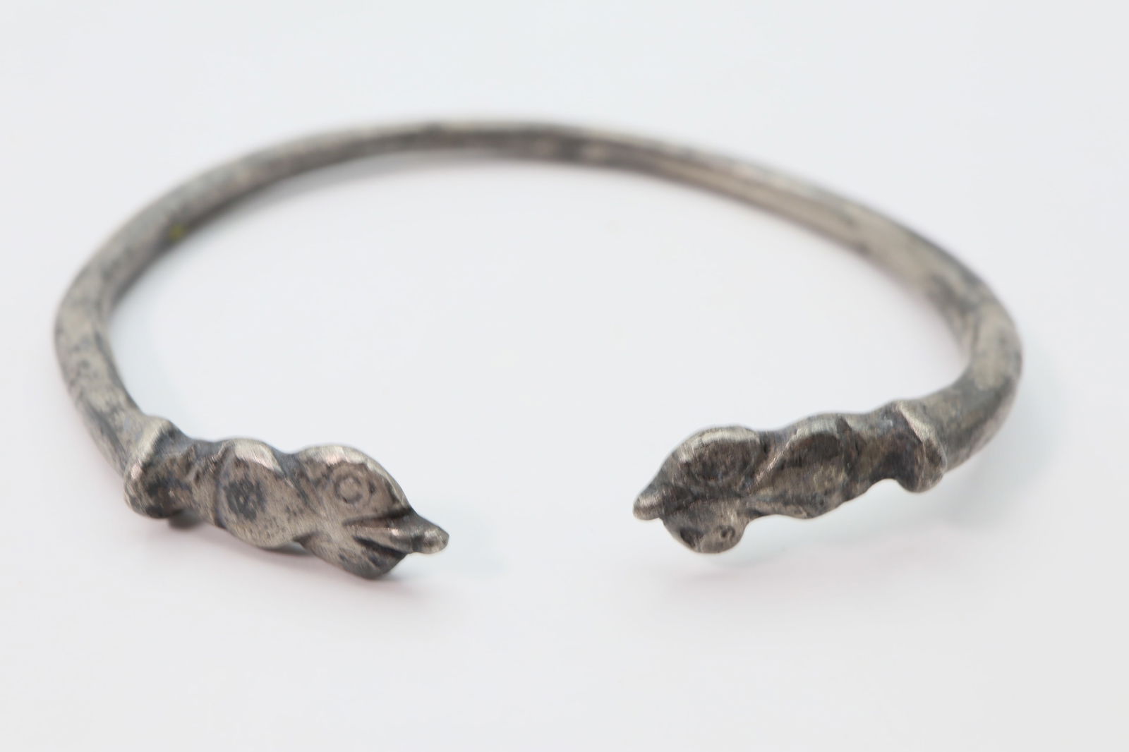Roman Silver Bracelet with Animal Heads Terminals, Circa  1st, 2nd Century AD (1 of 3)