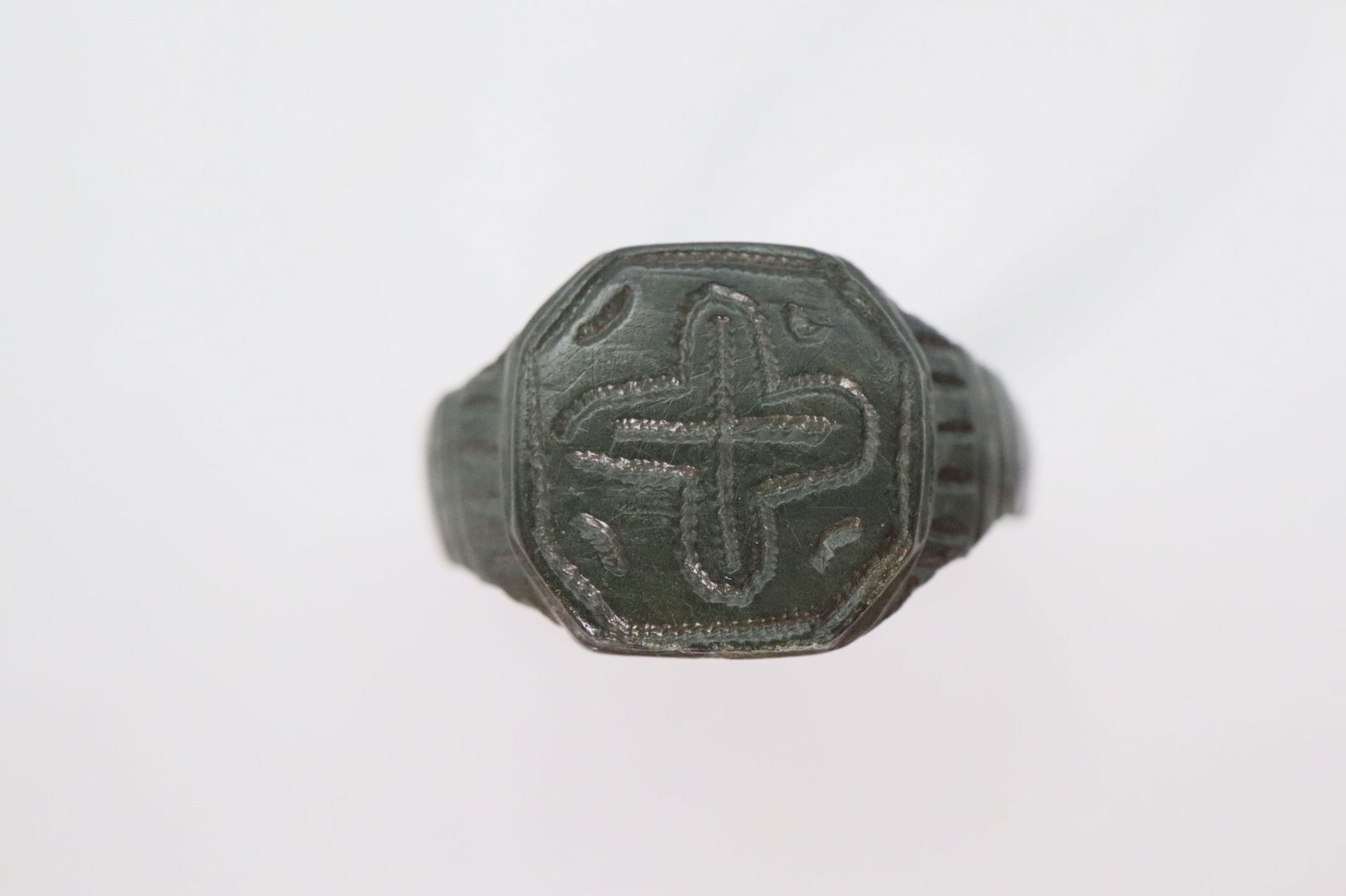 Medieval  Ring with Cross, Circa  13en - 15th Century AD (1 of 2)