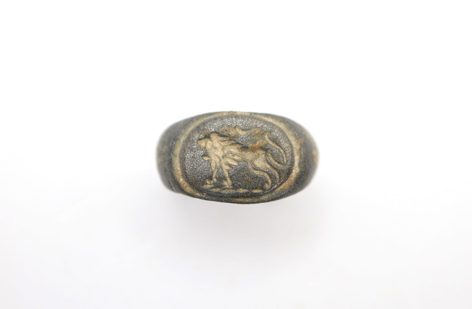 Roman Bronze Ring with  Lion, Circa 1st-3rd Century AD (1 of 2)