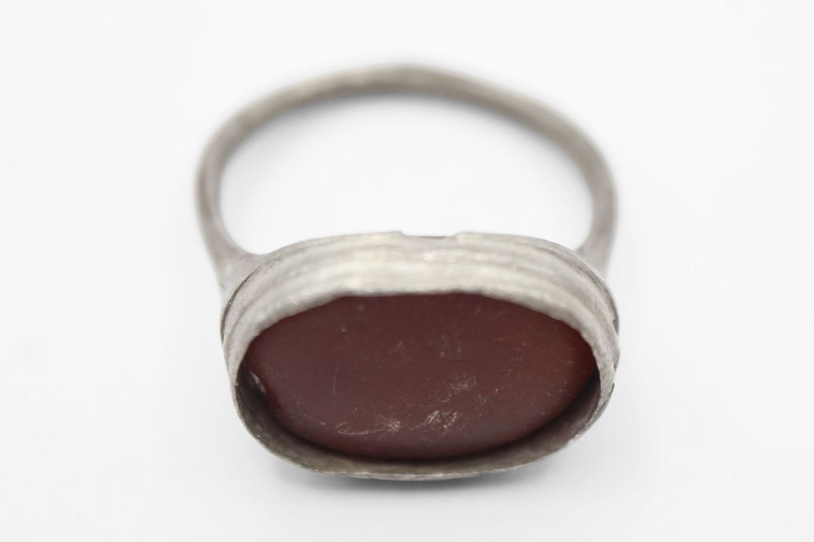 Medieval -Islamic Silver Ring with Red  Gem
14en-15en Century AD (1 of 2)