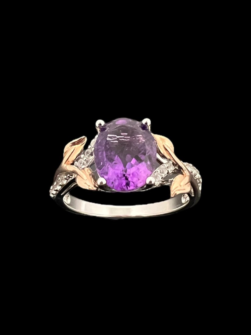 Amethyst Diamond Ring in 10k White Gold and 925 (1 of 4)