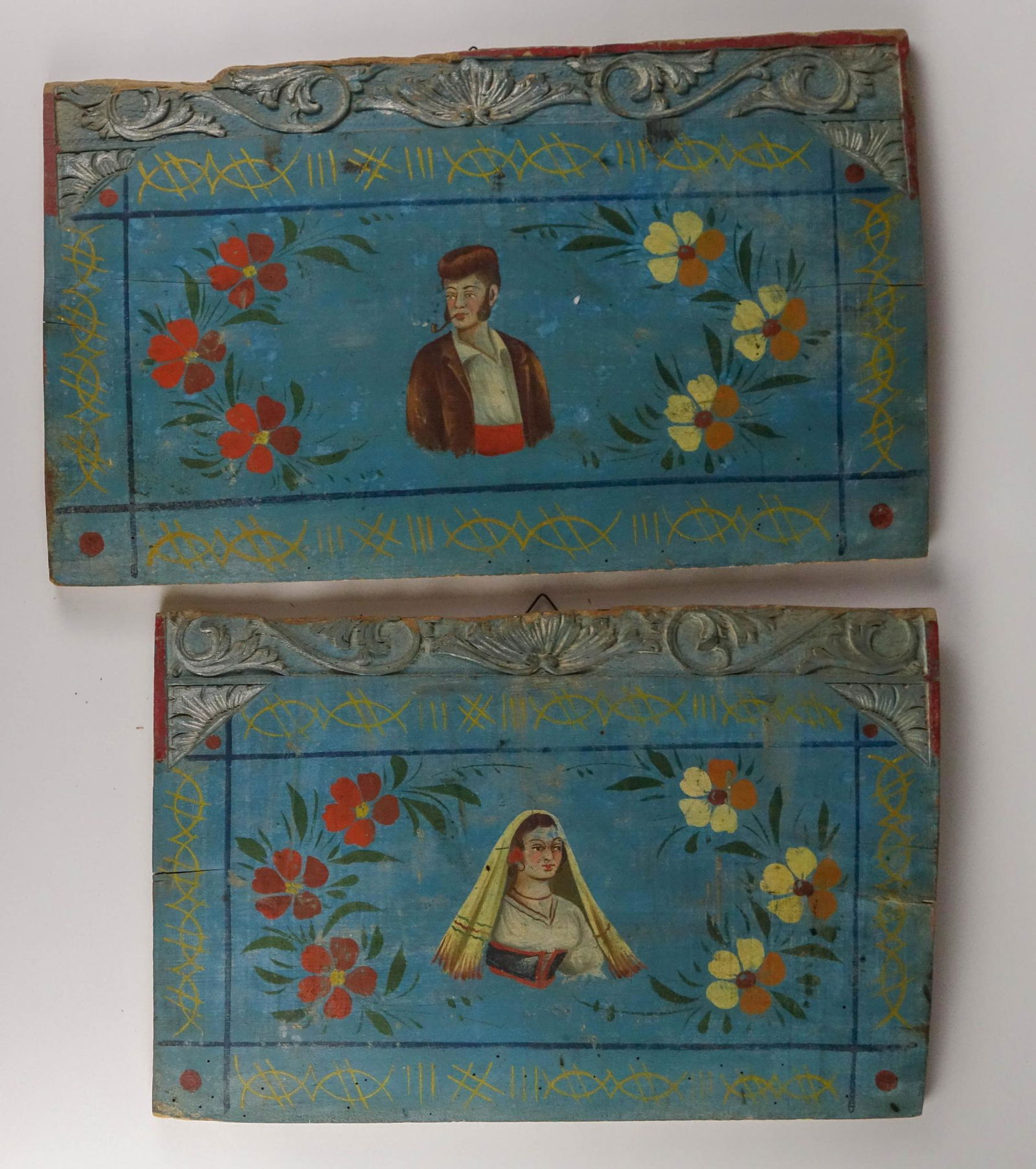 Pair of Scandinavian Portraits on Board. (1 of 3)