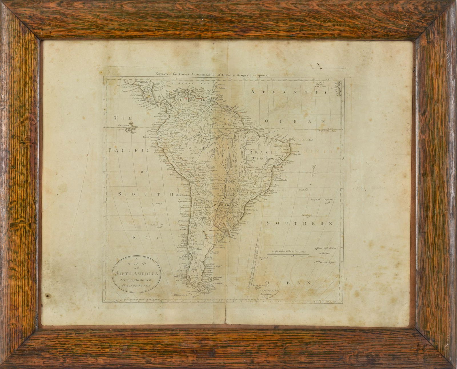 1795 Map of South American by Mathew Carey, Philadelphia (1 of 3)