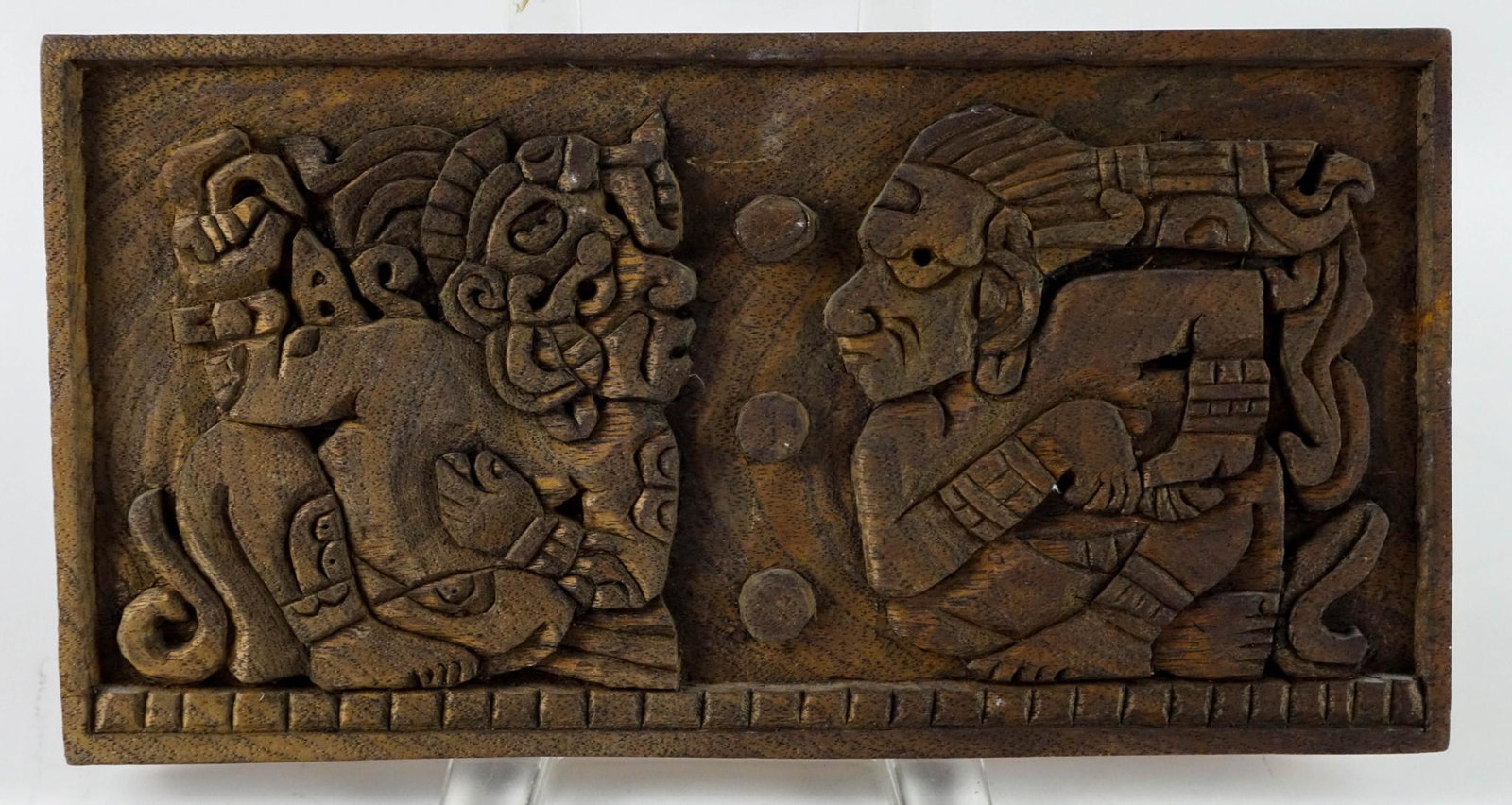 Eliezer Canul Mexican Wood Carving.: 6.5 x 12.5 inches. Condition reports are not available for the items in this catalog. These are antique and vintage items, and will show signs of use and wear. We have attempted to show any obvious de