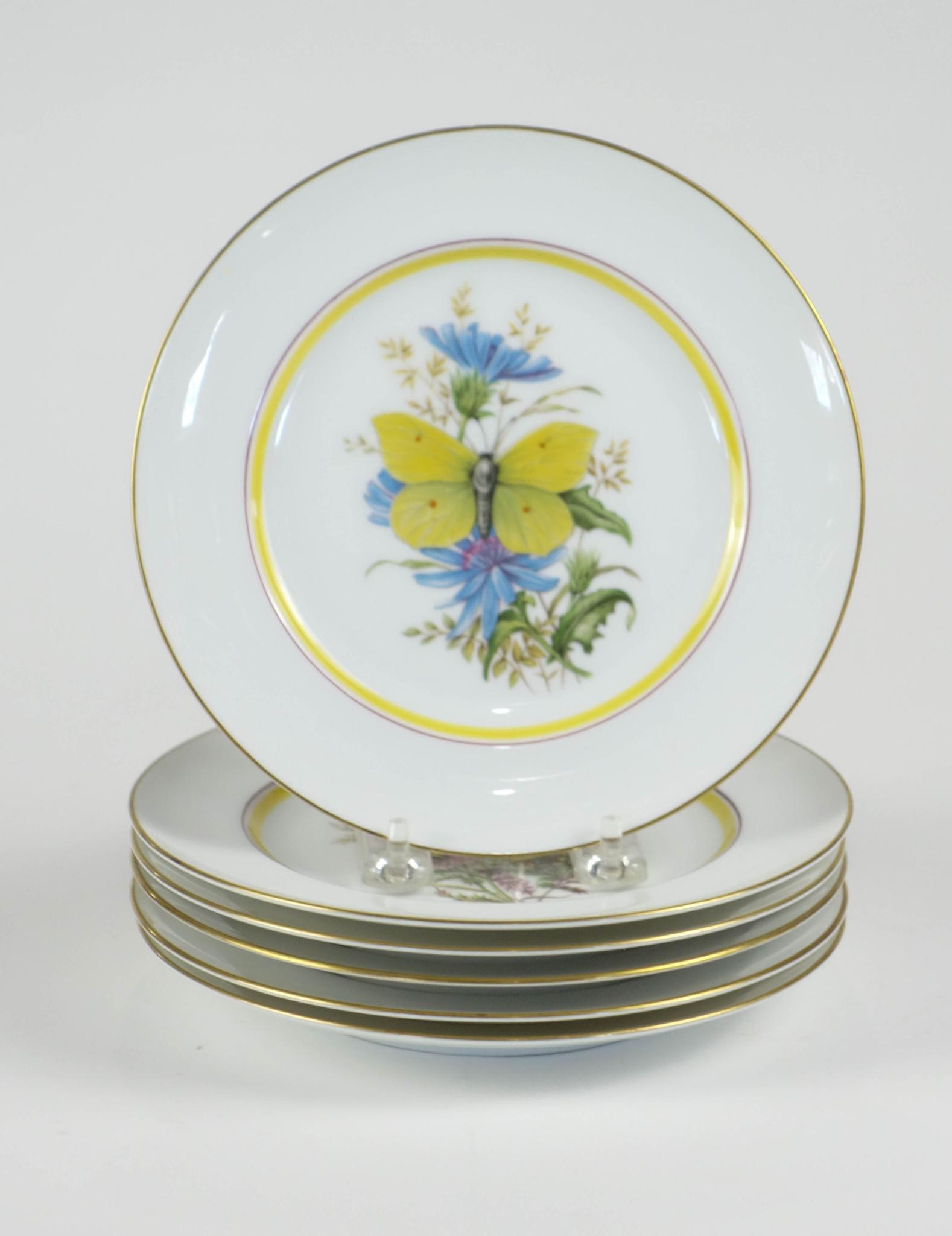 Six Royal Bayreuth Butterfly Plates. (1 of 7)