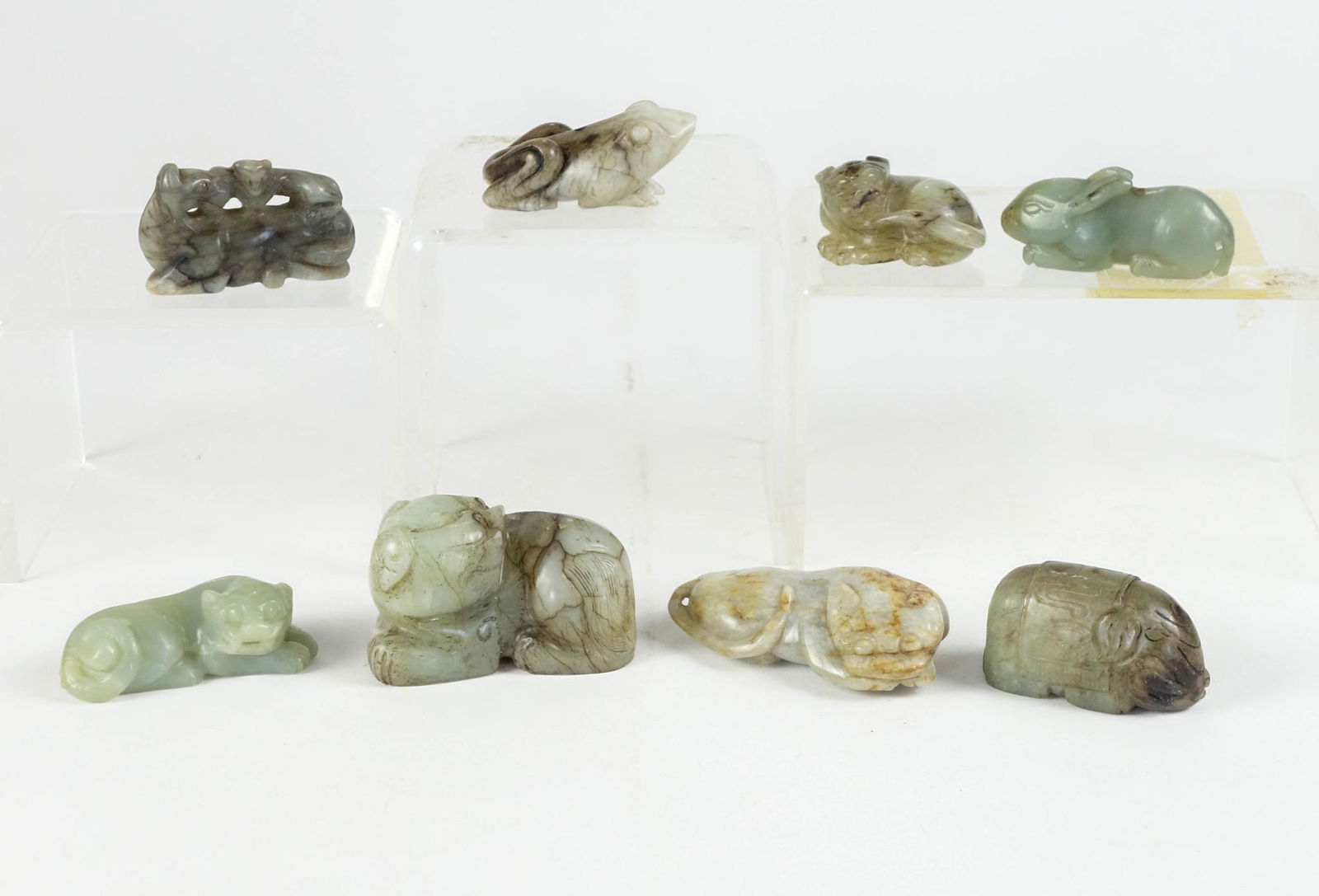 Eight Small Chinese Cared Jade Animals. (1 of 2)
