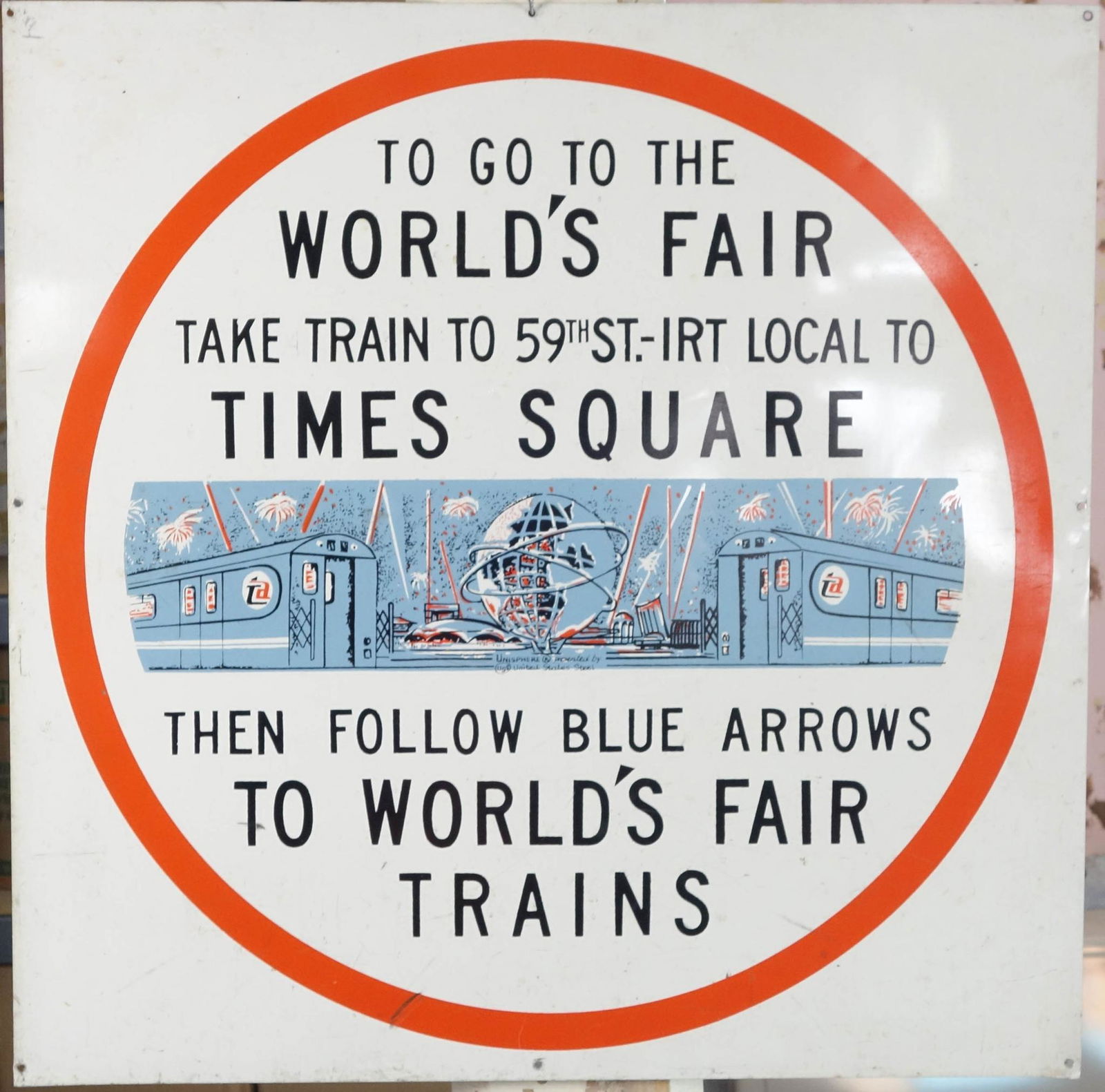 1964 World's Fair Tin Direction Sign. (1 of 2)
