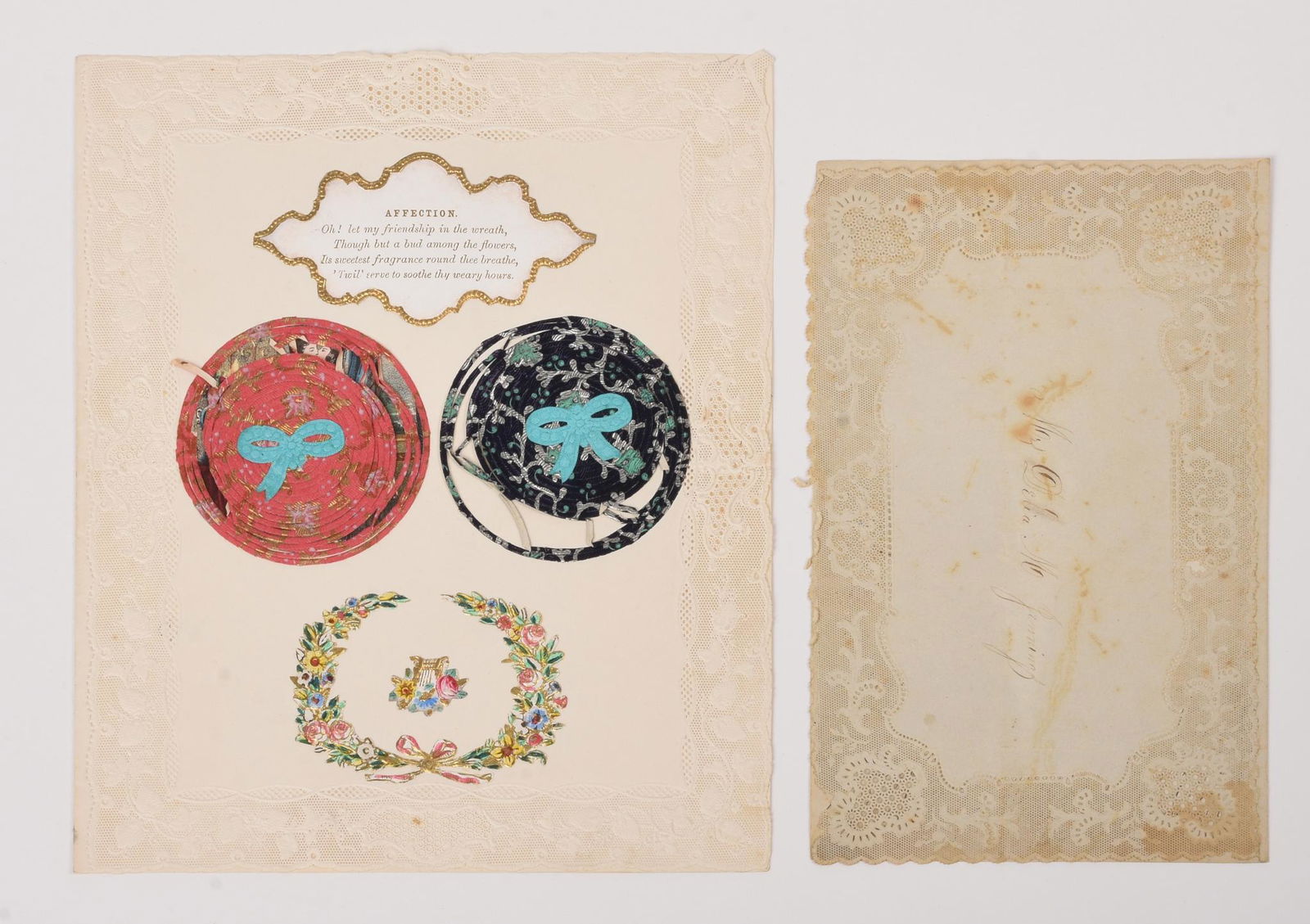 Rare Antique Cobweb Valentine, 19th c., together with a 19th c. envelope. (1 of 3)