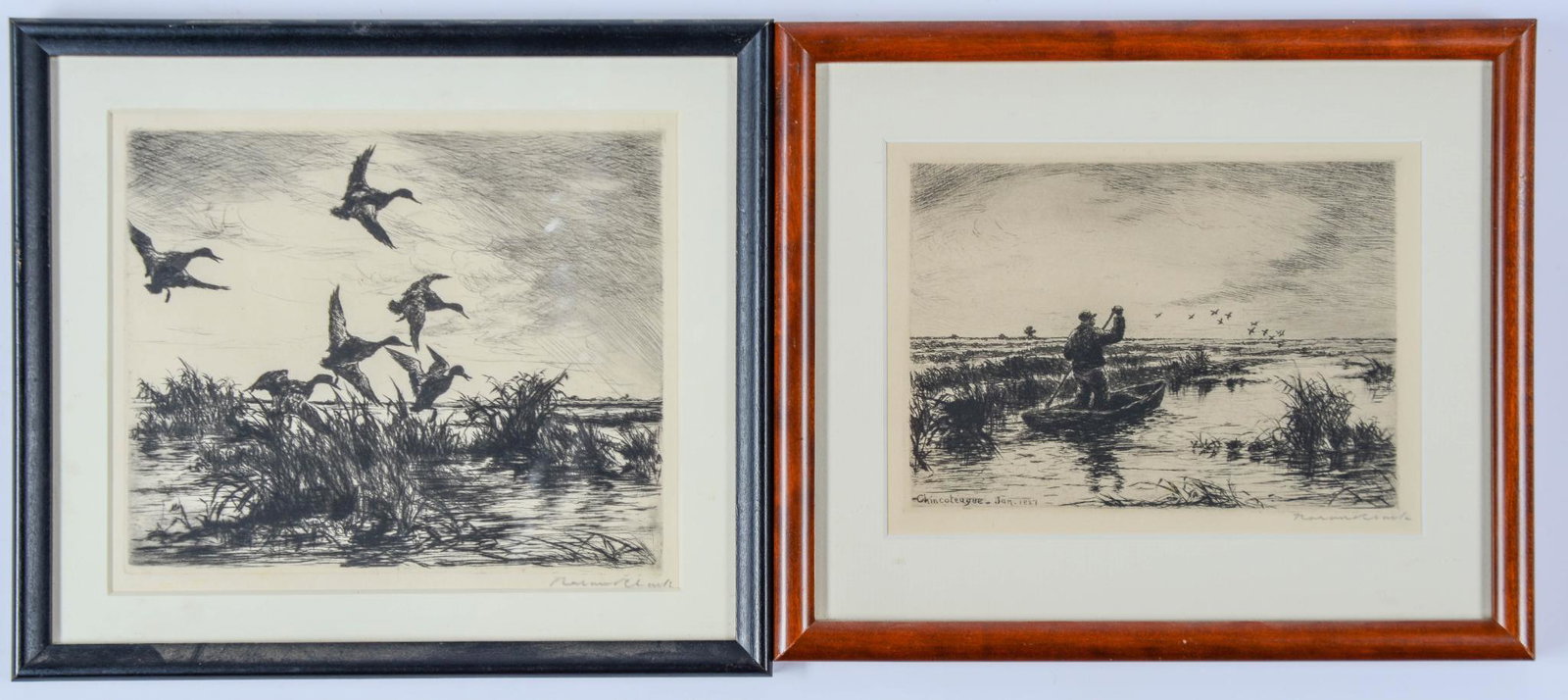Two Signed Roland Clark Etchings of Duck Hunting Scenes. (1 of 3)