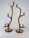 Large Pair of Deer Antler Candelabra.