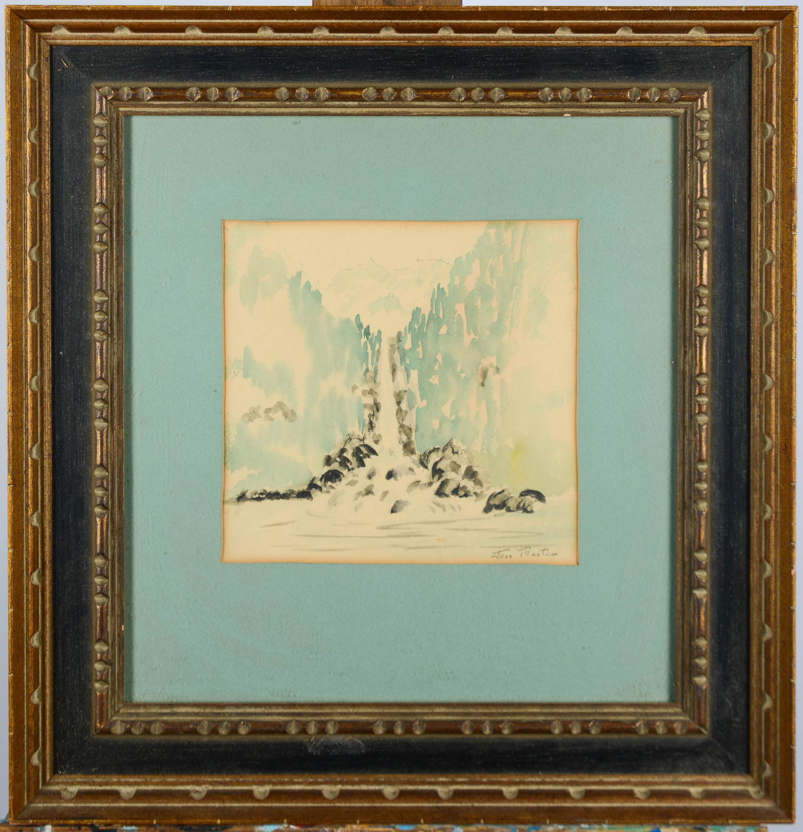 Jean Martin Watercolor of a Waterfall. (1 of 2)