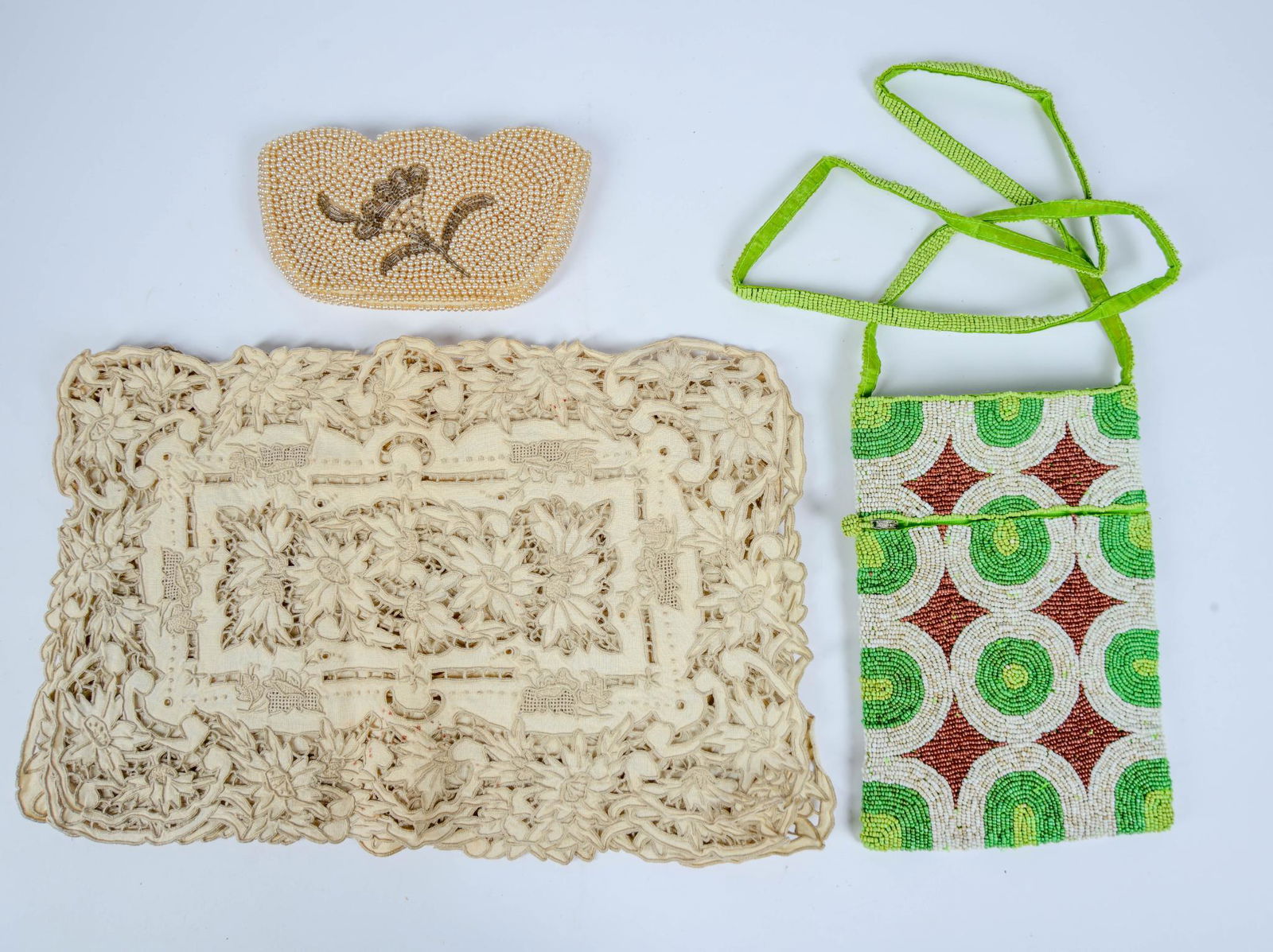 Two Beaded Purses and Eight Cut Cloth Napkins. (1 of 1)