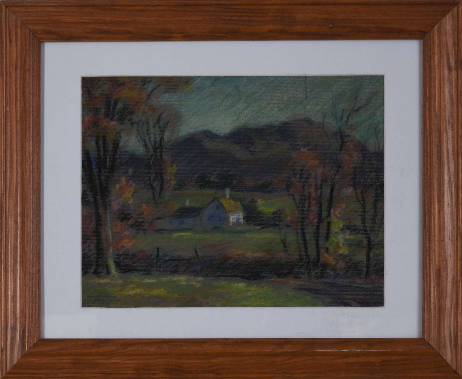 K. Stumpf (PA) Farm Scene.: Pastel on Paper. 8.25" x 10.75" sight, 13 7/8" x 16 5/8" frame.