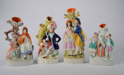 Four Staffordshire Figural Vases.